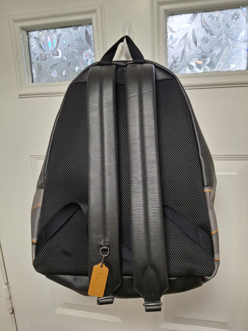 Coach Men's Black and Gray Camo Backpack with Orange Trim - Picture 4 of 5